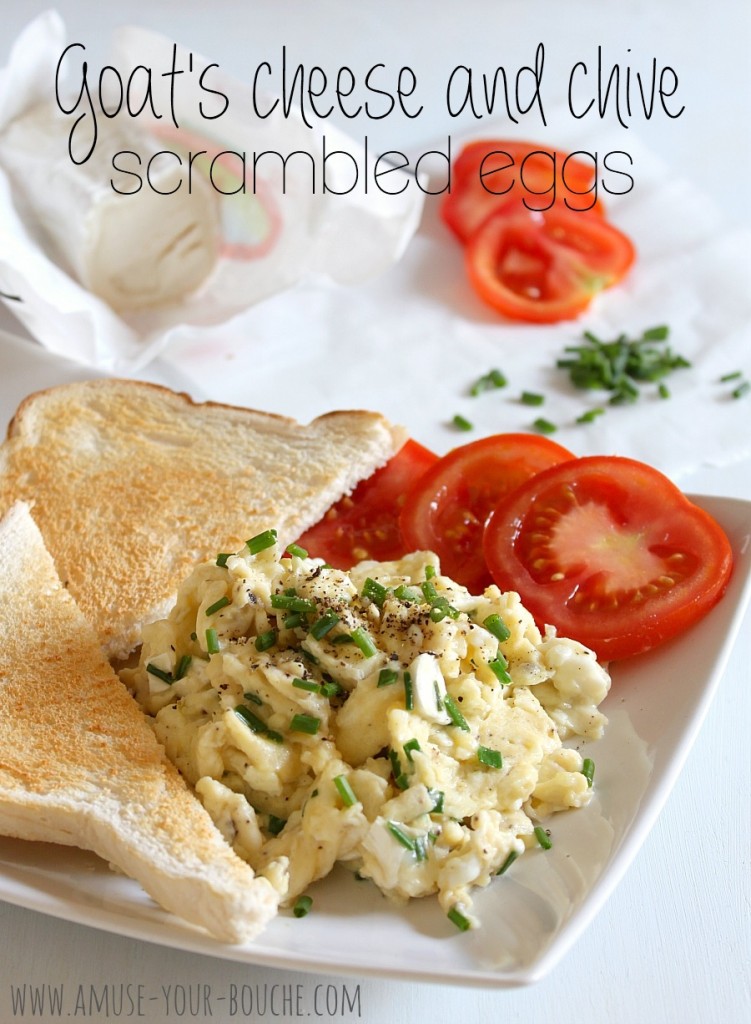 Goat's cheese and chive scrambled eggs